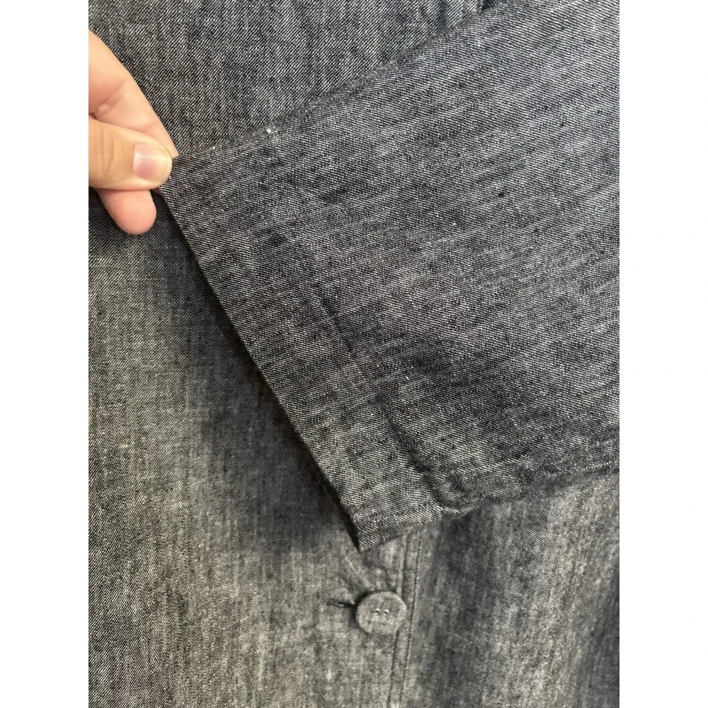 Maggie Barnes Linen‎ Blend Jacket 1X/18-20 Gray Top Cover Button Front Lagenlook